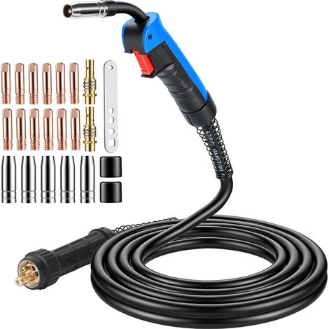 Torche à Souder MIG/MAG 4M avec 22 Pièces accessoires de soudage, Connexions en Cuivre Pur et Poignée Ergonomique, pour le Soudage au CO² en Atelier et Industrie (1/5)