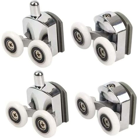Roulettes De Douche Double Porte Coulissante 4 Pieces 2 Superieures Et 2 Inferieures 23 Mm