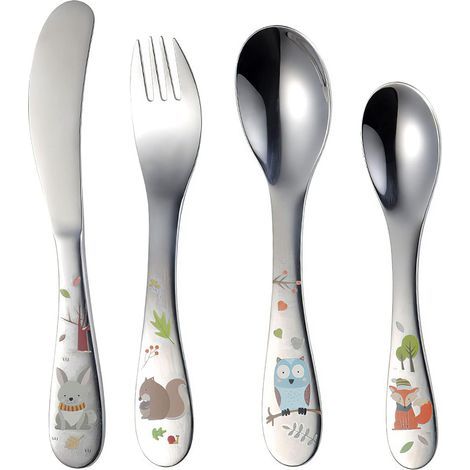 LAN Ensemble de couverts pour enfants, ensemble de 4 couverts pour enfants en acier inoxydable