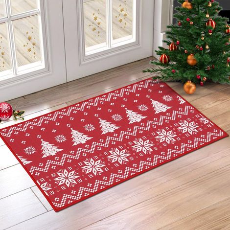 Doormat - Woven Christmas Design - Red Hue, 40x60cm, Wind & Snow - for Doorway, Hallway, Entrance (1/5)