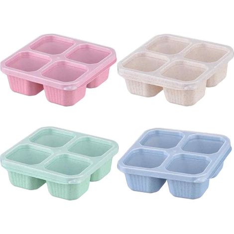 Vierfach-Tablett (4-teilig) für Obst, Snacks, Lunchpakete oder Süßigkeiten, ideal für Reisen.