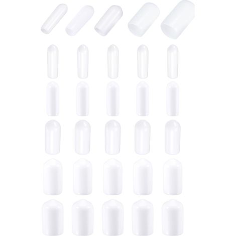 100 Paquet 1/8" 3/16" 1/4" 5/16" 3/8" ID Blanc Vis Filetage Protecteurs Caoutchouc Extrémité Bouchons Boulon Couvercles pour Vis Boulon Meubles Tuyau (1/5)