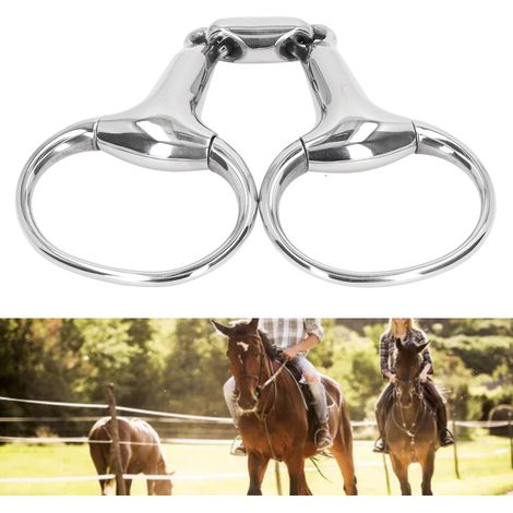 Bocado ovalado con anillas móviles para caballos – acero inoxidable – 125 mm – dispositivo de entrenamiento (1/5)
