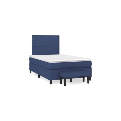 Sommier à lattes de lit avec matelas Bleu 120x200 Tissu (1/5)