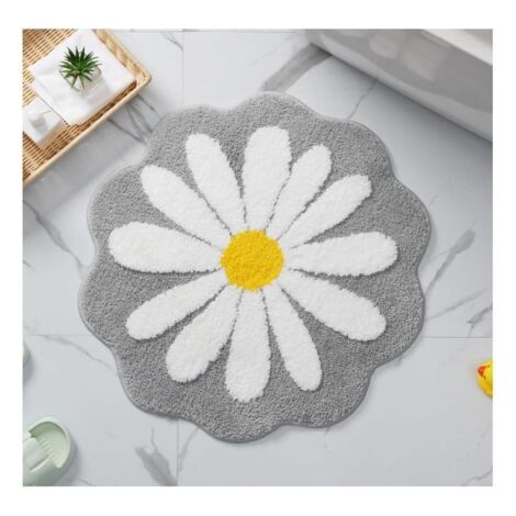 Tapis de bain antidérapant et ultra absorbant - Doux lavable en machine - 60 x 60 cm Gris - Modèle mignon pour salle de bain, cuisine, toilettes (1/5)