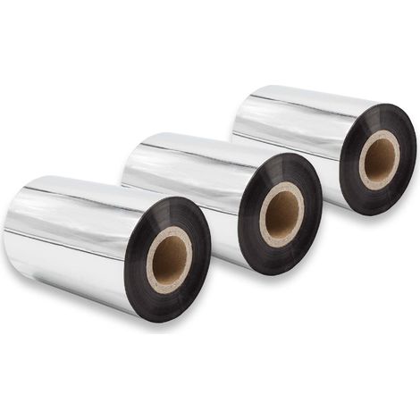 vhbw 3x Thermal Ribbon compatible with Zebra PAX-Serie, 105SL, 105SE, S400 Label Printer, 100 mm x 300 m, Wax-Plus, Black