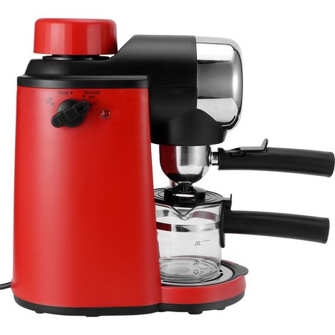 Machine à expresso semi-automatique à manivelle, mousseur à lait multifonctionnel, mini machine à expresso 0,24 L, machine à expresso à pompe 5 bars, rouge, 220 V, norme européenne. (1/5)