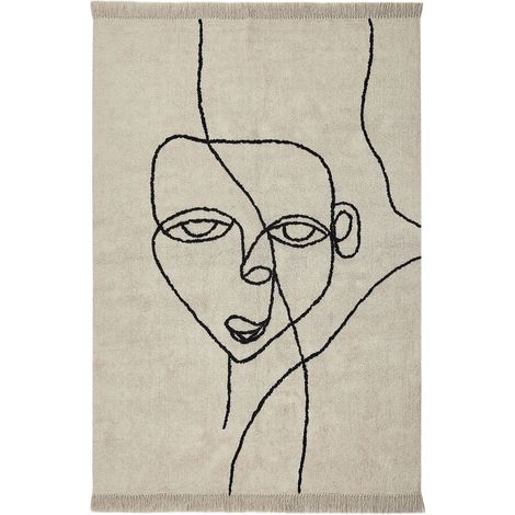 Teppich NURU Hellbeige 140 x 200 cm Baumwolle