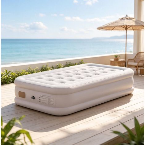 Materasso gonfiabile singolo con pompa elettrica integrata 190x97x39 cm kaki OKWISH (1/5)