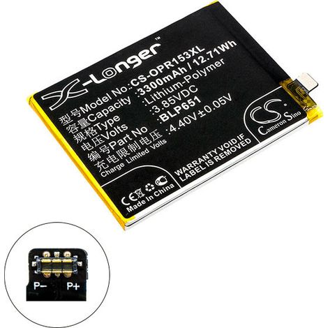 NX - Batterie téléphone, smartphone, GSM pour Oppo 3.85V 3300mAh - BLP651 (1/2)