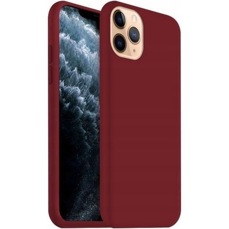 Silikonhülle für Apple iPhone 11 Pro Max, Burgunderrot + Glas, 9H