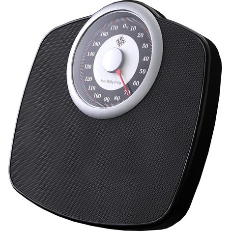 A25 Pèse-Personne Analogique - Jusqu'à 180 kg - Cadran 5 Pouces Surface Antidérapante en Caoutchouc, Aucune Pile Requise, à Calibrer Avant Utilisation - Noir (1/5)