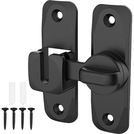 Serrure de porte coulissante Shine Home pivotante 90/180°, loquet noir pour porte, moustiquaire et abri de jardin, crochet de verrouillage pour salle de bain, fenêtre, garage et extérieur
