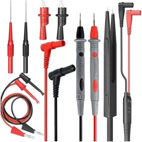 Kit de Cables de Test Multi 13 en 1 Multimètre électrique Cable Test 1000V / 20A /CAT III/IV avec Pinces Crocodile de Test Ressort Sonde Grabber Fiche Banane pour Tension Voltmètre pour Testeur Circui (1/5)