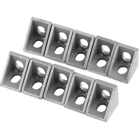 Lot de 10 équerres d'angle droites en L 2020, profilés extrudés en aluminium, 20 x 20 x 17 mm, SPOMHNK3672 (1/5)