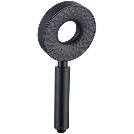 Pommeau de Douche Anti Calcaire Douchette à Main Haute Pression 3 Fonction Pomme de Douche à Main Economie Deau Tête, ABS, Rond,Noir (1/5)