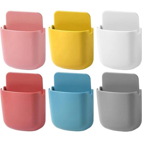 6-teiliges Set mit Handyhalterung, Fernbedienungshalter, Wandaufbewahrungsbox, Wandregal, Handy-Wandhalterung, ABS-Kunststoff, selbstklebend, 2,5 x 8 x 11,5 cm (1/5)