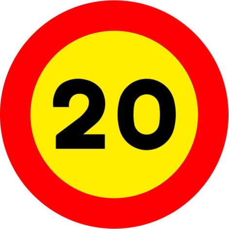 Señal reflectante para obras velocidad máxima 20 km/h SEKURECO                                                          60 cm (1/3)