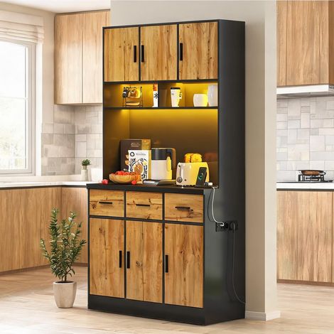 Buffet coloris noir Natural en MDF 100 x 40 x 180 cm (1/5)