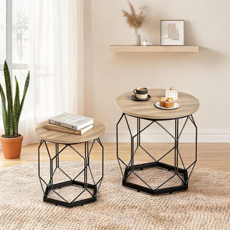 Table basse coloris gris bois en métal & bois 50 x 50 x 45 cm (1/5)