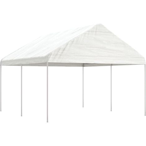 Belvédère avec toit, Belvédère de barbecue, Tonnelle et Pergola de jardin blanc 4,46x4,08x3,22 m polyéthylène NKK76395 (1/5)