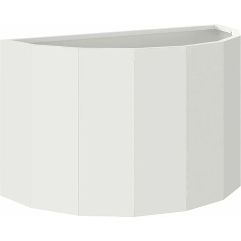 Jardinera semicircular moderna para exterior 60 x 30 x 35 cm de fácil mantenimiento en acero blanco 020052937 (1/5)