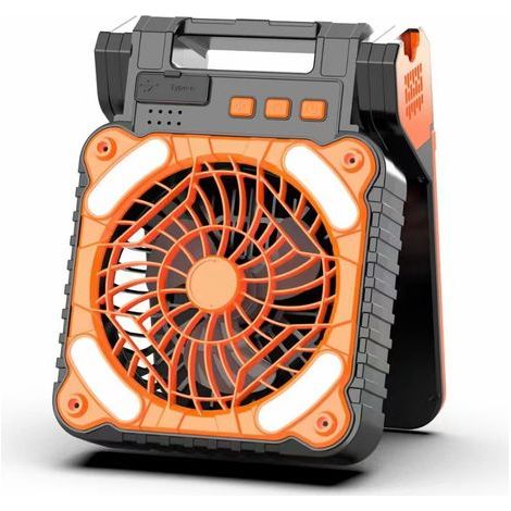 Solar camping fan, 10400 mAh, portable fan with LED light, timer and 4 fan speeds. (1/5)