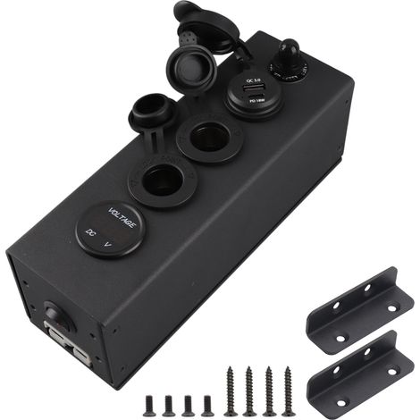Ortviai Boîte d’Alimentation Multifonction 3-en-1 avec Voltmètre pour Voiture – AOS3515, Aluminium, 12/24 V (1/5)