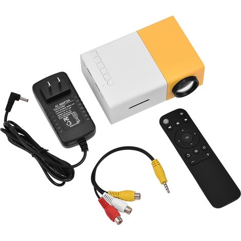 Projecteur LED Portable Mini Home Cinema Lecteur Multimédia Blanc Jaune Prise US (1/5)