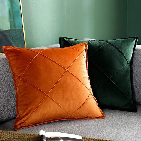 MINKUROW Set Di Fodere Per Cuscino Morbide Semplici In Velluto Di Alta Qualità, Fodera Per Cuscino Decorativa Per Divano (45 x 45 Cm (1 Verde Scuro)) (1/5)