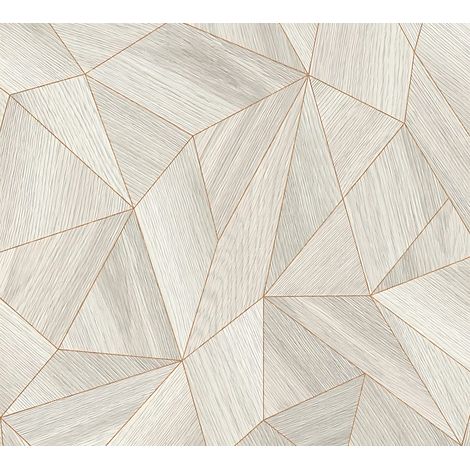 Carta da parati grafica Profhome 361332 Carta da parati TNT liscia con forme geometriche opaca grigio oro 5,33 m2 (1/5)