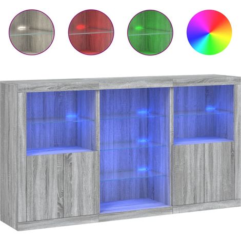 Maison Exclusive - Aparador con luces LED gris Sonoma 181,5x37x10 (1/5)