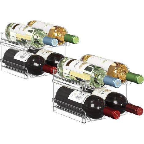 Lot de 2 Casier à Vin Empilable Transparent, Organisateur Plastique PET, Pour Réfrigérateur Et Placard (1/5)