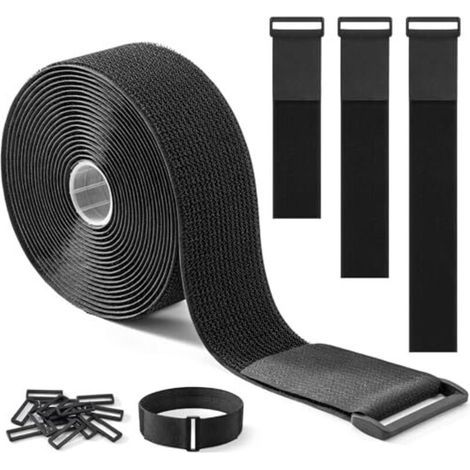 Robustes 5 cm x 5 m Klettband mit 15 Schlaufen – verstellbar, zuschneidbar und wiederverwendbar, ideal für Kabel, Schläuche, Rohre und mehr (1/5)