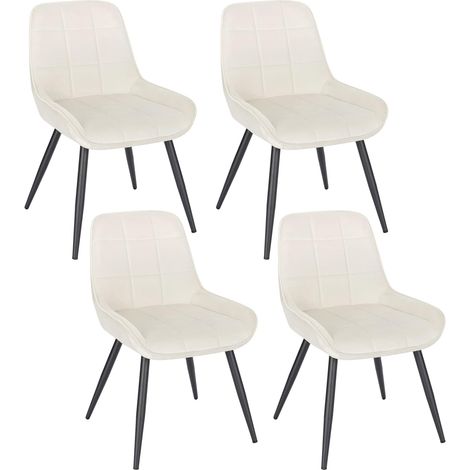 WOLTU 4X Sillas de Comedor Silla Ergonómica con Respaldo Silla de Terciopelo en Estructura Metal Sillas para Dormitorio Salón Comedor y Cocina Crema (1/5)