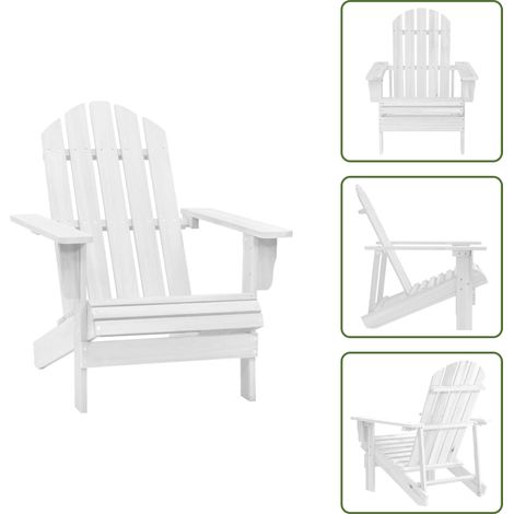 Chaise de jardin bois blanc - Fauteuil De Jardin - Chaise De Jardin - Mobilier De Jardin - Chaise En Bois - Décoration De Jardin (1/5)