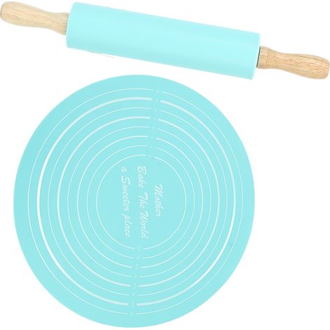 Rouleau à pâtisserie Grand Tapis de Cuisson Silicone Planche à Pétrir Outil de Cuisine Bleu (1/5)