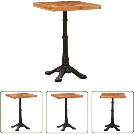 Design industriel - Table bistrot Marron 50 x 50 x 76 cm Bois d'Acacia Massif (1/5)
