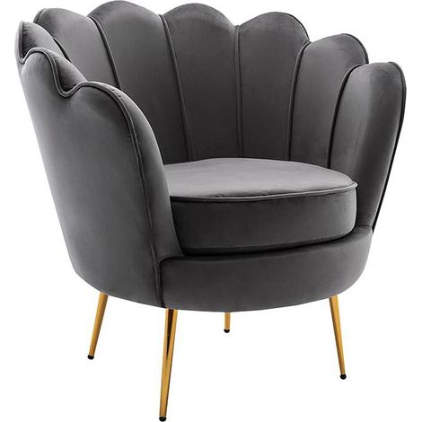 Fauteuil coquillage en velours anthracite DANDELION de Pascal Morabito