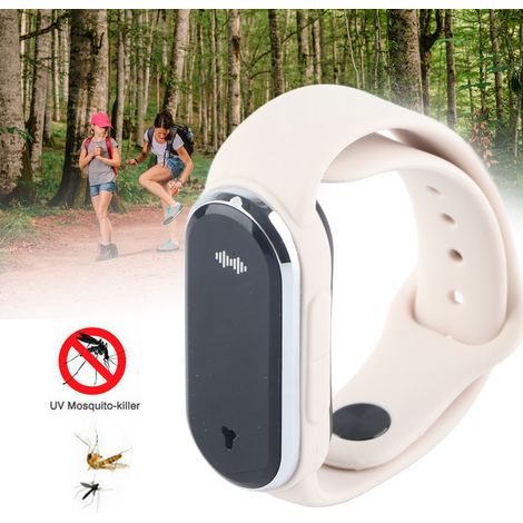 Mückenschutzarmband für Outdoor-Sportarten, Mückenschutzarmband für Schwangere und Kinder, bionisches Ultraschall-Mückenschutzarmband, Thermometer, Schrittzähler, USB-aufladbar, weiß. (1/5)
