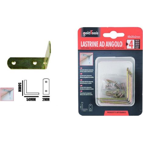 Kaela - Set 4 Pz Lastrina Lastrine Ad Angolo Forma L 50x20x2mm Con Viti Per Mobili 91218 - (1/2)