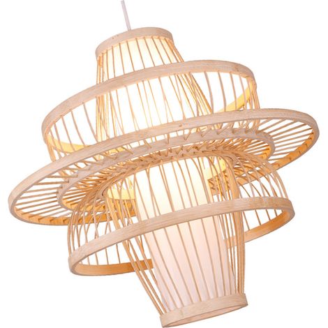 Suspension LED décorative avec abat-jour en bambou 111-240V pour plafond de bureau (1/5)