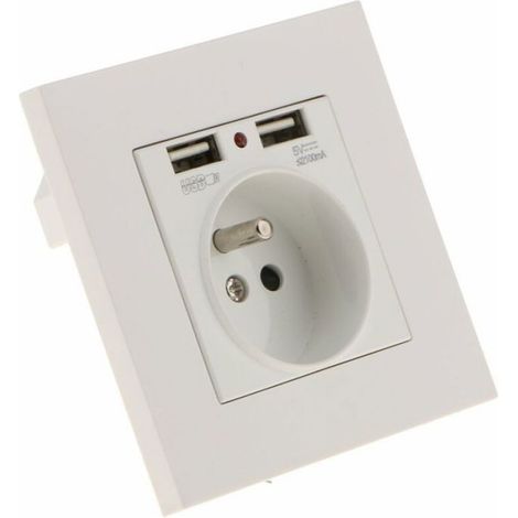 Prise murale double USB - Charge rapide Plastique ignifuge - Maison et bureau - 5V 2100mA (1/5)