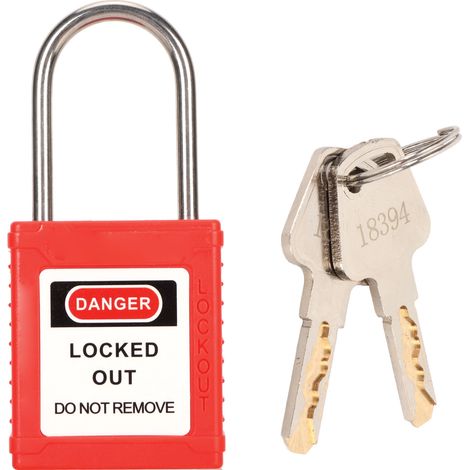 Cadenas de sécurité Rouge Acier inoxydable 6mm Résistant UV Chocs -30°C à 120°C Clés incluses (1/5)