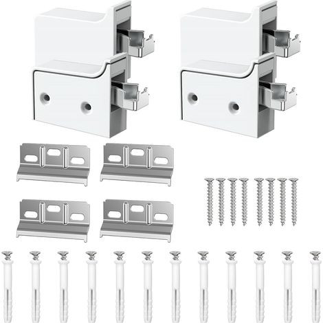 4 Supports d’Armoire Suspendue Réglables en Acier Blanc Fixation murale pour meubles de cuisine et salle de bain, capacité de charge 130 kg (1/5)
