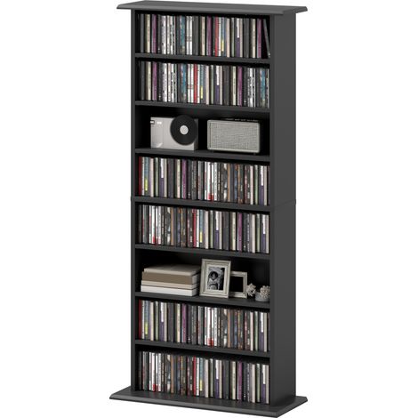 Étagère Porte-CD 360 CD/185 DVD 6 étagères réglables 58x24x124,5 cm Noir
