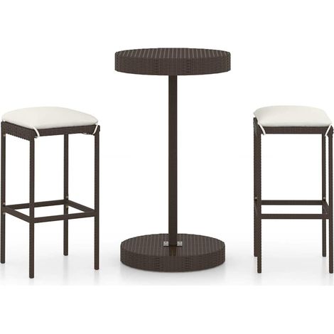 Maison Exclusive - Set de bar de jardín 3 piezas y cojines ratán (1/5)