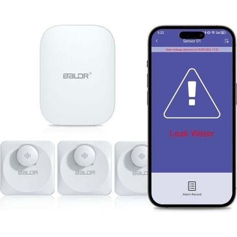 Alarma de fugas de agua BALDR. Alarma inteligente para teléfono móvil. 100 dB. Alerta para toda la casa. Inspección inteligente - Crezuo (1/4)