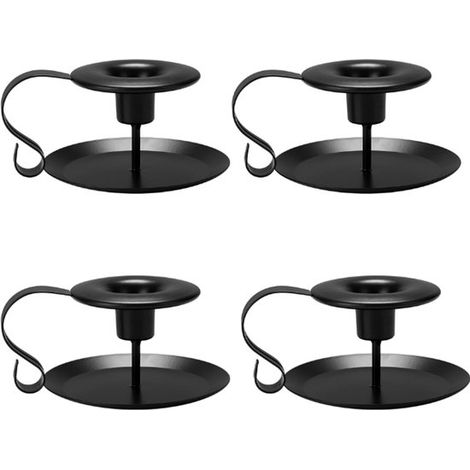 Kerzenhalter – 4 Stück – Ø 2,2 cm – Kerzenständer – Kerzenregal – Kerzenuntersetzer – Wohnaccessoires – Deko-Accessoires – Eisen – Schwarz – 13 × 6 cm (1/5)