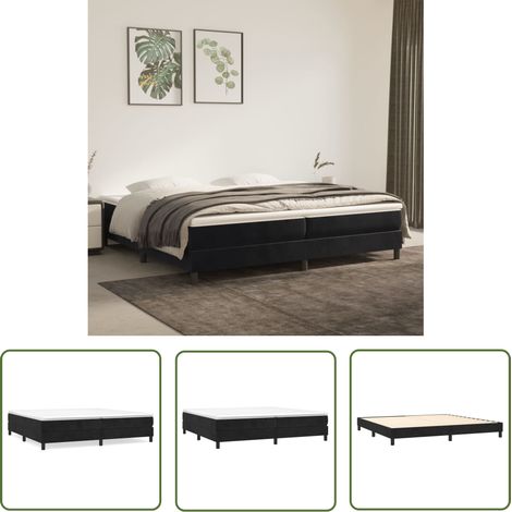Lit à sommier tapissier et matelas, Lit adulte pour 2 personnes Assemblage Facile, Noir 200x200 cm Velours OIB8006E